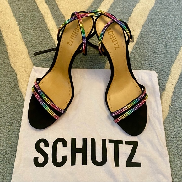 SCHUTZ Rainbow Rhinestone Strappy Heels - Picture 5 of 5